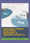 PERSONAL FINANCE D363 (WGU DEDUCTIVE AND PERSONALIZED FOR LONG TERM GROWTH IN THE FIELD AND PRACTICE OF FINANCE) QUESTIONS & ANSWERS SCORED A+