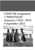 COM3708 Assignment 1 PORTFOLIO Semester 2 2024 - DUE 9 September 2024 QUESTIONS WITH CORRECT ANSWERS