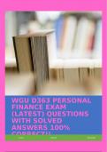 WGU D363 PERSONAL FINANCE EXAM (LATEST) QUESTIONS WITH SOLVED ANSWERS 100% CORRECT!!