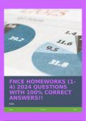 FNCE HOMEWORKS (1-4) 2024 QUESTIONS WITH 100% CORRECT ANSWERS!!