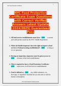 NYC Food Protection Certificate Exam Questions with Correct Verified Answers Latest Update (2024/2025) Guaranteed Pass