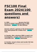 FSC100 Final Exam 2024(100 questions and answers).