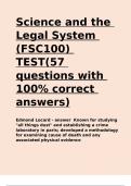 Science and the Legal System (FSC100) TEST(57 questions with 100- correct answers)