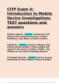 CITP Exam 4 Introduction to Mobile Device Investigations TEST questions and answers