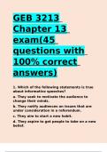 GEB 3213 Chapter 13 exam(45 questions with 100- correct answers).