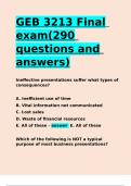 GEB 3213 Final exam(290 questions and answers)