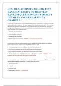 HESI OB MATERNITY 2023-2024 TEST  BANK/MATERNITY OB HESI TEST  BANK 350 QUESTIONS AND CORRECT  DETAILED ANSWERS|ALREADY  GRADED A+