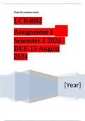 LCR4802 Assignment 1 (COMPLETE ANSWERS) Semester 2 2024 - DUE 15 August 2024 ; 100% TRUSTED Complete, trusted solutions and explanations. Ensure your success with us.. 