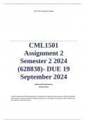 CML1501 Assignment 2 (COMPLETE ANSWERS) Semester 2 2024 (628838)- DUE 19 September 2024 ; 100% TRUSTED Complete, trusted solutions and explanationsEnsure your success with us..