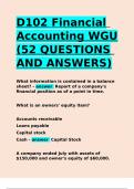 D102 Financial Accounting WGU (52 QUESTIONS AND ANSWERS).