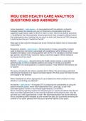 WGU C985 HEALTH CARE ANALYTICS QUESTIONS AND ANSWERS