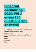 Financial Accounting - D102 WGU exam(145 questions and answers).