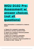 WGU D102 Pre-Assessment w answer choices (not all questions).