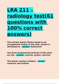 LRA 211 – radiology test(61 questions with 100- correct answers).