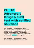 CH. 18 Adrenergic Drugs NCLEX test with verified solutions.