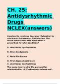 CH. 25 Antidysrhythmic Drugs NCLEX(answers).