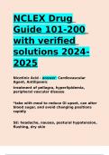 NCLEX Drug Guide 101-200 with verified solutions 2024-2025.