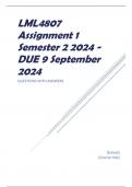 LML4807 Assignment 1 Semester 2 2024 - DUE 9 September 2024