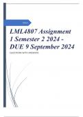 LML4807 Assignment 1 Semester 2 2024 - DUE 9 September 2024