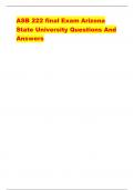 ASB 222 final Exam Arizona  State University Questions And  Answers