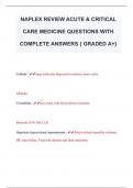 NAPLEX REVIEW ACUTE & CRITICAL  CARE MEDICINE QUESTIONS WITH  COMPLETE ANSWERS { GRADED A+}