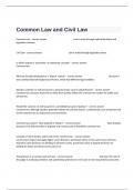  Common Law and Civil Law Study Guide Questions And Answers Accurately Solved.