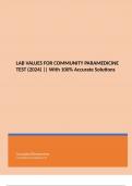 LAB VALUES FOR COMMUNITY PARAMEDICINE TEST (2024) || With 100% Accurate Solutions