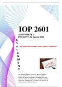 IOP2601 Assignment 1 semester 2 2024 ( complete answers) due date 12 august 2024 distinction guaranteed