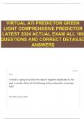 VIRTUAL ATI PREDICTOR GREEN LIGHT COMPREHESIVE PREDICTOR LATEST 2024 ACTUAL EXAM ALL 180 QUESTIONS AND CORRECT DETAILED ANSWERS 