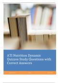 ATI Nutrition Dynamic Quizzes Study Questions with Correct Answers