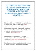 IAI CERTIFICATION EXAM 2024  ACTUAL EXAM COMPLETE 200  QUESTIONS WITH DETAILED  VERIFIED ANSWERS (100%  CORRECT ANSWERS) / ALREADY  GRADED A+