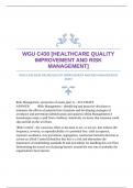 WGU C430 [HEALTHCARE QUALITY IMPROVEMENT AND RISK MANAGEMENT] EXAM