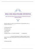 WGU C431 HEALTHCARE STATISTICS EXAM WITH GUARANTEED ACCURATE ANSWERS |VERIFIED