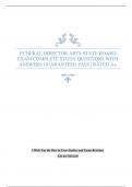 FUNERAL DIRECTOR ARTS STATE BOARD EXAM COMPLETE STUDY QUESTIONS WITH ANSWERS GUARANTEED PASS | RATED A+