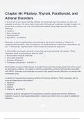 Chapter 46 Pituitary, Thyroid, Parathyroid, and Adrenal Disorders Questions &Exam (elaborations) answers 100% satisfaction guarantee