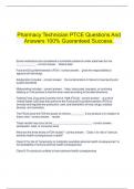    Pharmacy Technician PTCE Questions And Answers 100% Guaranteed Success.