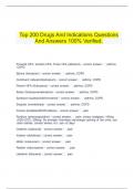  Top 200 Drugs And Indications Questions And Answers 100% Verified.