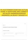 PA AUCTIONEER EXAM 2024 ACTUAL EXAM 75 QUESTIONS AND CORRECT DETAILED ANSWERS(VERIFIED ANSWERS) |ALREADY GRADED A+