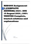 RSK4805 Assignment 3 (COMPLETE ANSWERS) 2024 - DUE 15 August 2024 ; 100% TRUSTED Complete, trusted solutions and explanations. 