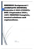 HMEMS80 Assignment 1 (COMPLETE ANSWERS) Semester 2 2024 (755687)- DUE 2 September 2024 ; 100% TRUSTED Complete, trusted solutions and explanations.