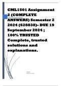 CML1501 Assignment 2 (COMPLETE ANSWERS) Semester 2 2024 (628838)- DUE 19 September 2024 ; 100% TRUSTED Complete, trusted solutions and explanations.