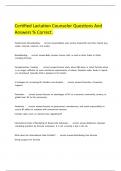  Certified Lactation Counselor Questions And Answers % Correct.