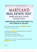 MARYLAND REAL ESTATE EXAM PREP/40+ Qs with Certified Ans/ 2024-2025.  