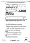 Edexcel AS Level 2024 Mechanics Paper 22 - 8MA0-22