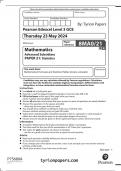 Edexcel AS Level 2024 Statistics Paper 21 - 8MA0-21