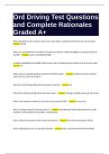 Ord Driving Test Questions and Complete Rationales Graded A+