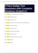 O-Hare Dadge Test Questions with Complete Solutions Graded A+.