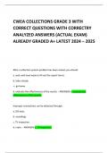 CWEA COLLECTIONS GRADE 3 WITH CORRECT QUESTIONS WITH CORRECTRY ANALYZED ANSWERS (ACTUAL EXAM) ALREADY GRADED A+ LATEST 2024 – 2025     