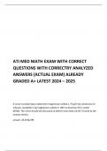 ATI MED MATH EXAM WITH CORRECT QUESTIONS WITH CORRECTRY ANALYZED ANSWERS (ACTUAL EXAM) ALREADY GRADED A+ LATEST 2024 – 2025       