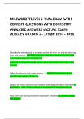 MILLWRIGHT LEVEL 2 FINAL EXAM WITH CORRECT QUESTIONS WITH CORRECTRY ANALYZED ANSWERS (ACTUAL EXAM) ALREADY GRADED A+ LATEST 2024 – 2025 